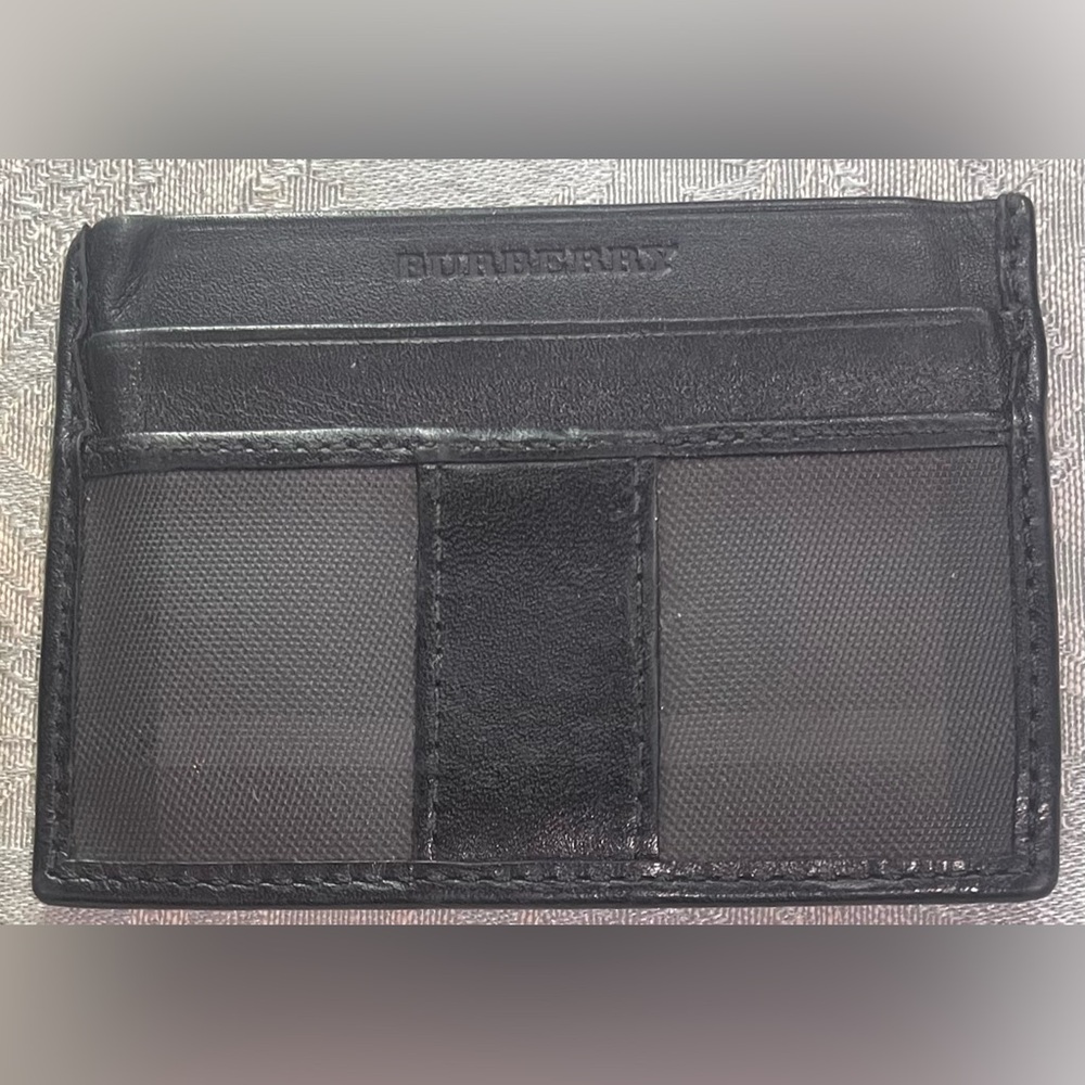 Burberry Black Key Card Holder Textured Leather